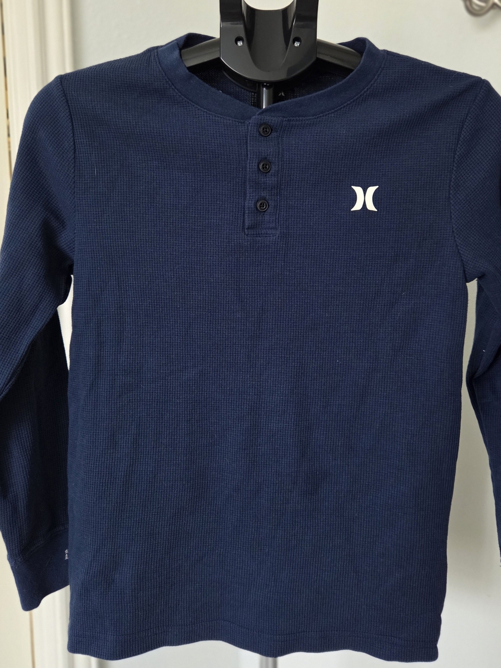 Hurley Navy Long Sleeve Henley Tee with Logo